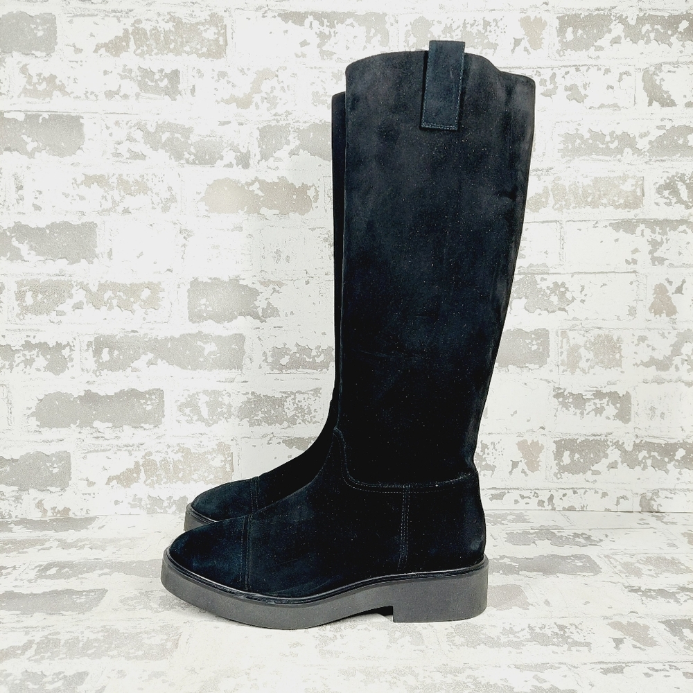 NEW Stuart Weitzman Henley Black Suede Pull on Knee High Boots F574